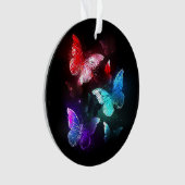 夜白熱［赤熱］光を放つの蝶3匹 オーナメント (正面)