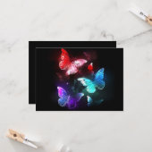 夜白熱［赤熱］光を放つの蝶3匹 カード (正面/裏面インサイチュ)