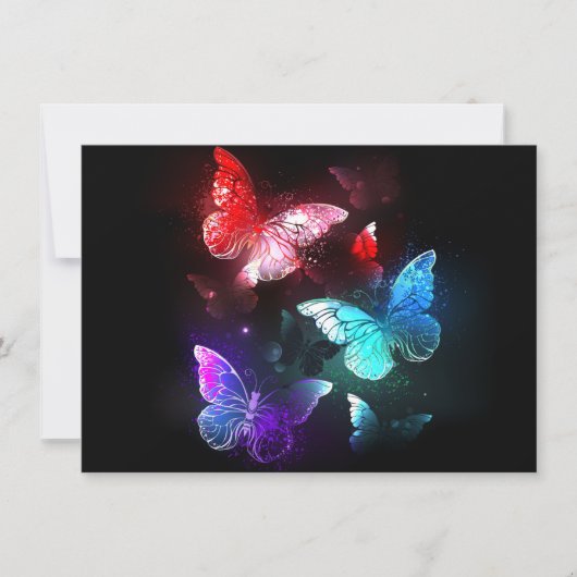 夜白熱［赤熱］光を放つの蝶3匹 カード (正面)