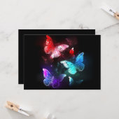 夜白熱［赤熱］光を放つの蝶3匹 カード (正面/裏面インサイチュ)