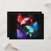 夜白熱［赤熱］光を放つの蝶3匹 カード (正面/裏面インサイチュ)