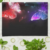 夜白熱［赤熱］光を放つの蝶3匹 キッチンタオル (折り畳み)