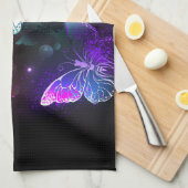 夜白熱［赤熱］光を放つの蝶3匹 キッチンタオル (四つ折り)