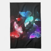 夜白熱［赤熱］光を放つの蝶3匹 キッチンタオル (縦)