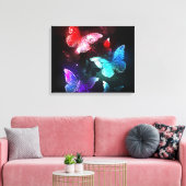 夜白熱［赤熱］光を放つの蝶3匹 キャンバスプリント (インサイチュ (リビング))