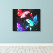 夜白熱［赤熱］光を放つの蝶3匹 キャンバスプリント (インサイチュ (ウッドフロア))