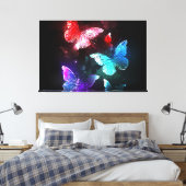 夜白熱［赤熱］光を放つの蝶3匹 キャンバスプリント (インサイチュ (寝室))