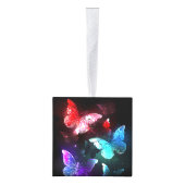 夜白熱［赤熱］光を放つの蝶3匹 キューブオーナメント (右)