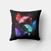 夜白熱［赤熱］光を放つの蝶3匹 クッション (裏面)