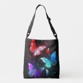 夜白熱［赤熱］光を放つの蝶3匹 クロスボディバッグ (裏面)