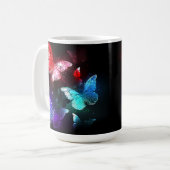 夜白熱［赤熱］光を放つの蝶3匹 コーヒーマグカップ (正面左)