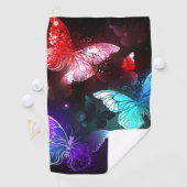 夜白熱［赤熱］光を放つの蝶3匹 ゴルフタオル (インサイチュ)