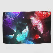 夜白熱［赤熱］光を放つの蝶3匹 ゴルフタオル (横)