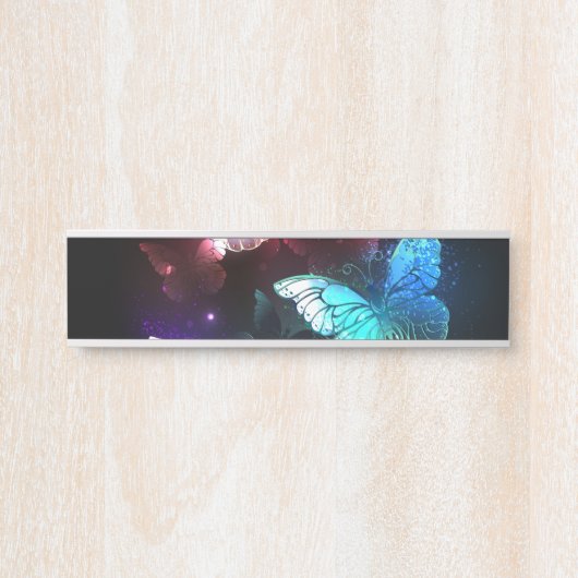 夜白熱［赤熱］光を放つの蝶3匹 サインプレート (正面)