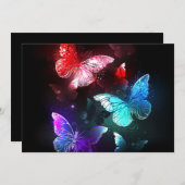夜白熱［赤熱］光を放つの蝶3匹 サンキューカード (正面/裏面)