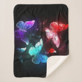 夜白熱［赤熱］光を放つの蝶3匹 シェルパブランケット (正面)
