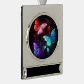 夜白熱［赤熱］光を放つの蝶3匹 シルバープレートバナーオーナメント (右)