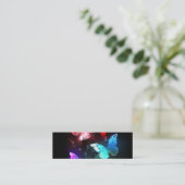 夜白熱［赤熱］光を放つの蝶3匹 スキニー名刺 (スタンド正面)