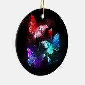 夜白熱［赤熱］光を放つの蝶3匹 セラミックオーナメント (右)