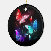夜白熱［赤熱］光を放つの蝶3匹 セラミックオーナメント (左)