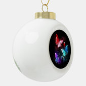 夜白熱［赤熱］光を放つの蝶3匹 セラミックボールオーナメント (左)