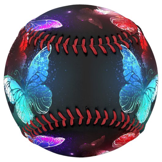 夜白熱［赤熱］光を放つの蝶3匹 ソフトボール (正面)