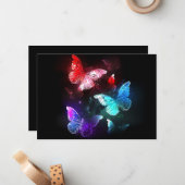 夜白熱［赤熱］光を放つの蝶3匹 ノートカード (正面/裏面インサイチュ)