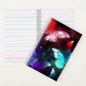 夜白熱［赤熱］光を放つの蝶3匹 ノートブック (内側)