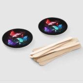 夜白熱［赤熱］光を放つの蝶3匹 ハンドファン (組立なし)