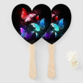 夜白熱［赤熱］光を放つの蝶3匹 ハンドファン (正面&裏面)