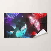 夜白熱［赤熱］光を放つの蝶3匹 バスタオルセット (ハンドタオル)