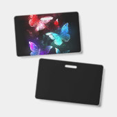 夜白熱［赤熱］光を放つの蝶3匹 バッジ (正面＆裏面)