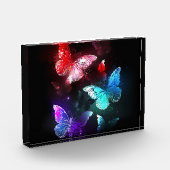 夜白熱［赤熱］光を放つの蝶3匹 フォトブロック (左)