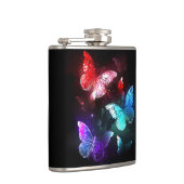 夜白熱［赤熱］光を放つの蝶3匹 フラスク (右)