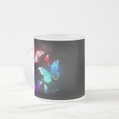 夜白熱［赤熱］光を放つの蝶3匹 フロストグラスマグカップ (正面左)