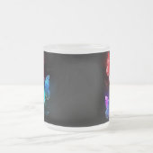 夜白熱［赤熱］光を放つの蝶3匹 フロストグラスマグカップ (中央)