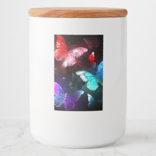 夜白熱［赤熱］光を放つの蝶3匹 フードラベル