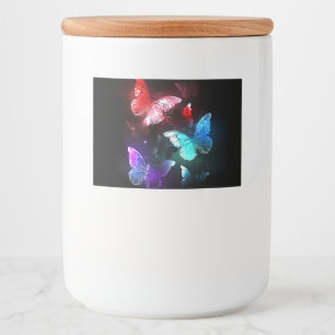 夜白熱［赤熱］光を放つの蝶3匹 フードラベル