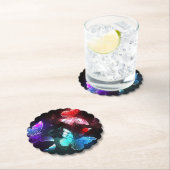 夜白熱［赤熱］光を放つの蝶3匹 ペーパーコースター (インサイチュ)