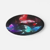 夜白熱［赤熱］光を放つの蝶3匹 ペーパープレート (アングル)