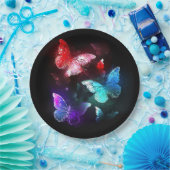 夜白熱［赤熱］光を放つの蝶3匹 ペーパープレート (パーティー)