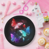 夜白熱［赤熱］光を放つの蝶3匹 ペーパープレート (パーティー)