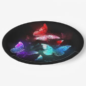 夜白熱［赤熱］光を放つの蝶3匹 ペーパープレート (アングル)