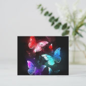 夜白熱［赤熱］光を放つの蝶3匹 ポストカード (スタンド正面)