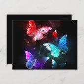 夜白熱［赤熱］光を放つの蝶3匹 ポストカード (正面/裏面)