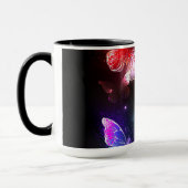 夜白熱［赤熱］光を放つの蝶3匹 マグカップ (左)