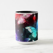 夜白熱［赤熱］光を放つの蝶3匹 マグカップ (中央)