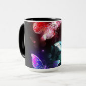 夜白熱［赤熱］光を放つの蝶3匹 マグカップ (正面左)