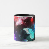 夜白熱［赤熱］光を放つの蝶3匹 マグカップ (中央)