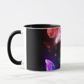 夜白熱［赤熱］光を放つの蝶3匹 マグカップ (左)